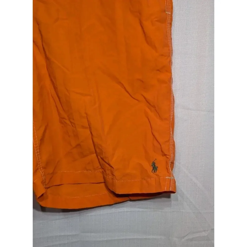 Vintage Polo Ralph Lauren‎ Mens Board Shorts Swim Trunks Sz L Orange Green Pony
